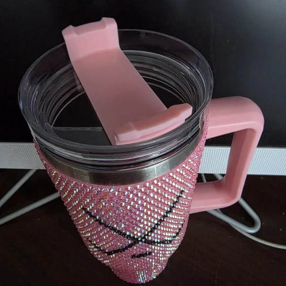 Pink Rhinestone Mug with Crossed Sticks Design - Picture 2 of 3